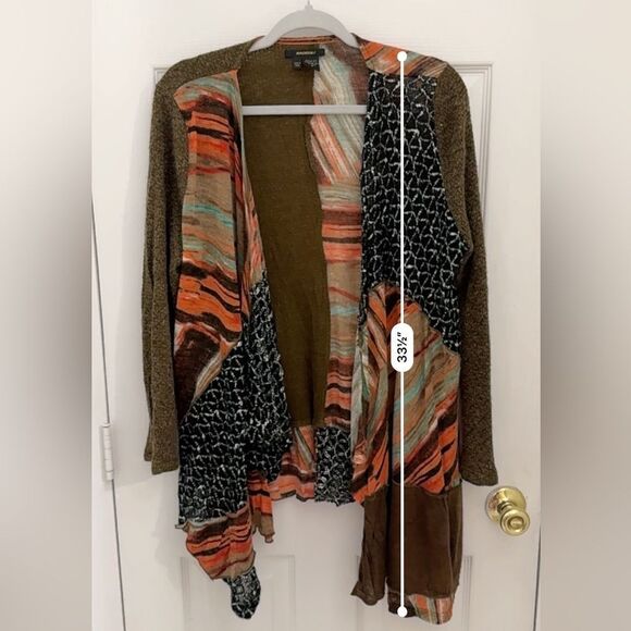 Radzoli Art to Wear Textured Cardigan Sz Medium Open Front Asymmetric Hem Artsy - Picture 6 of 6